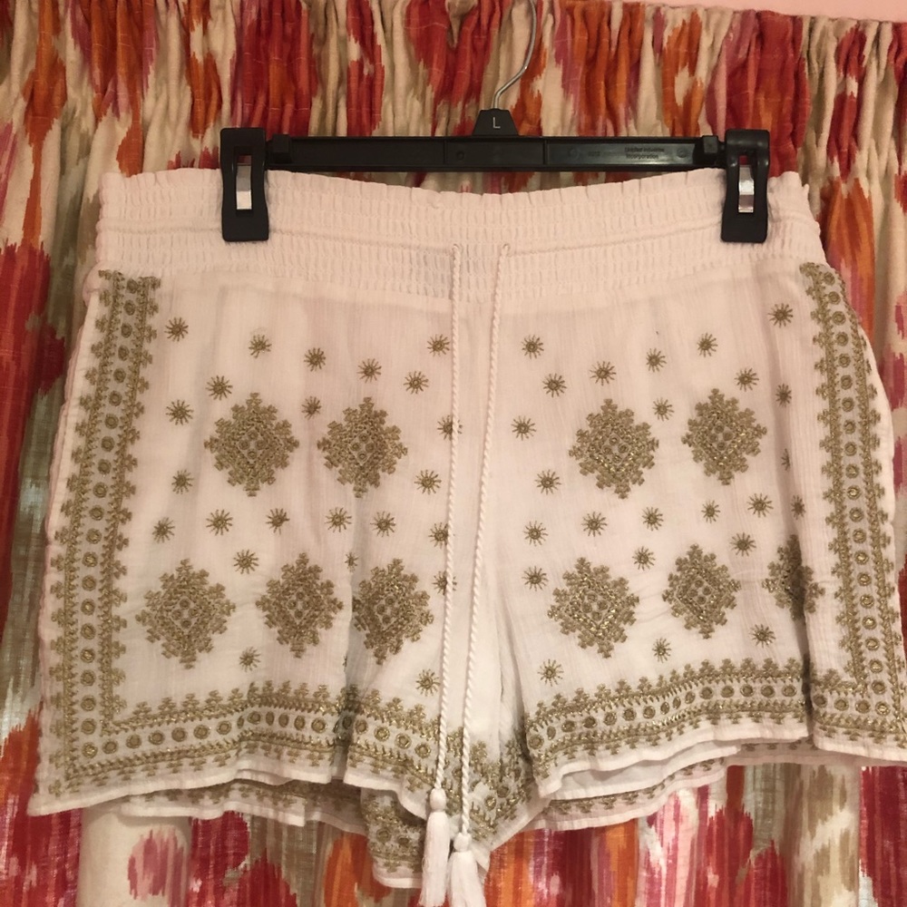 Jcrew gold embroidered shorts